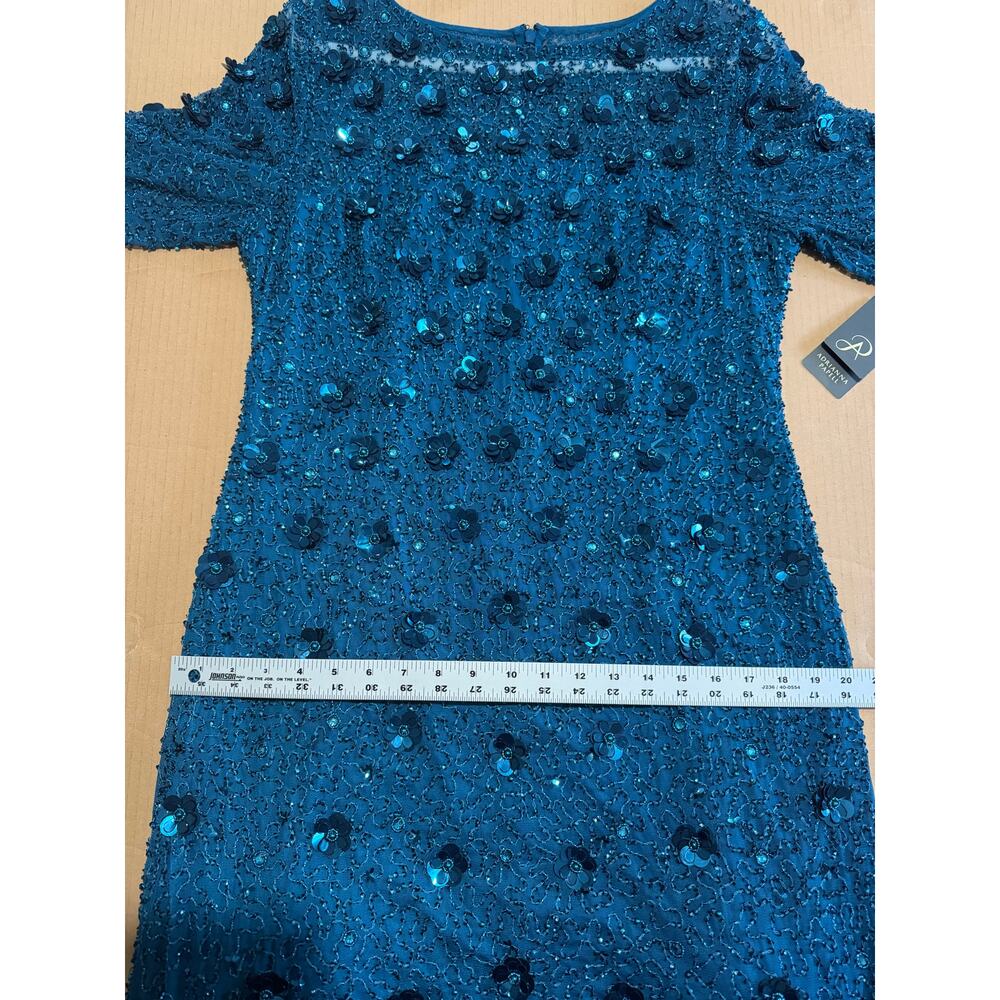 NWT Adrianna Papell Floral Beaded Blue Gown Mother of Bride Wedding Guest Dress - Picture 15 of 16